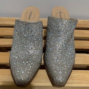 Jeffrey Campbell Silver Rhinestone Mules